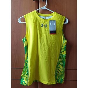 NEW Boys Size YLG UNDER ARMOUR Muscle Tank Tee/Top Yellow/Green 1236651-100